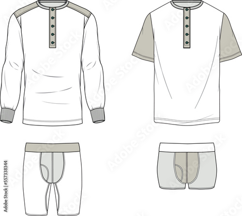 MEN AND BOYS WEAR TEE AND SHORTS UNDERWEAR SET VECTOR