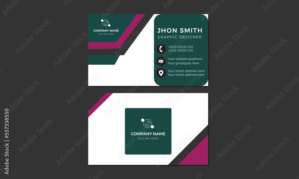 Business card template. Front and back . Vector illustration.multiple