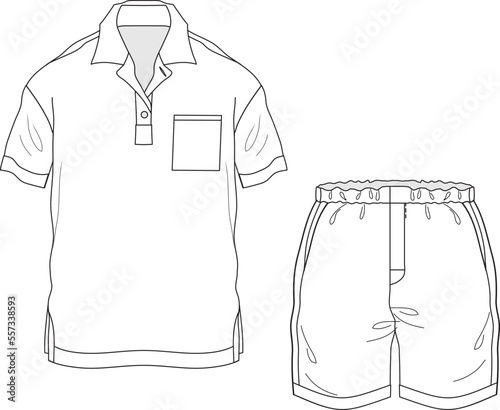 MEN AND BOYS WEAR TEE AND SHORT SET VECTOR SKETCH