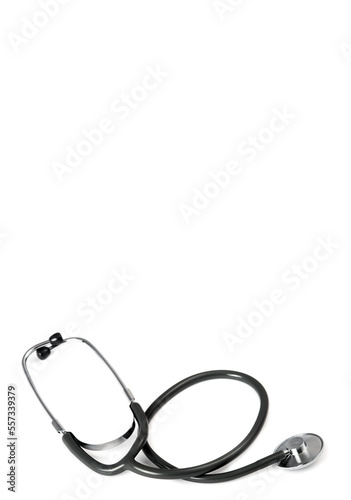 black medical stethoscope on white background
