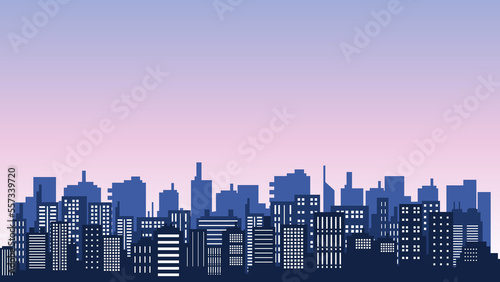 The beauty of the city silhouette with panoramas around high rise buildings and apartments
