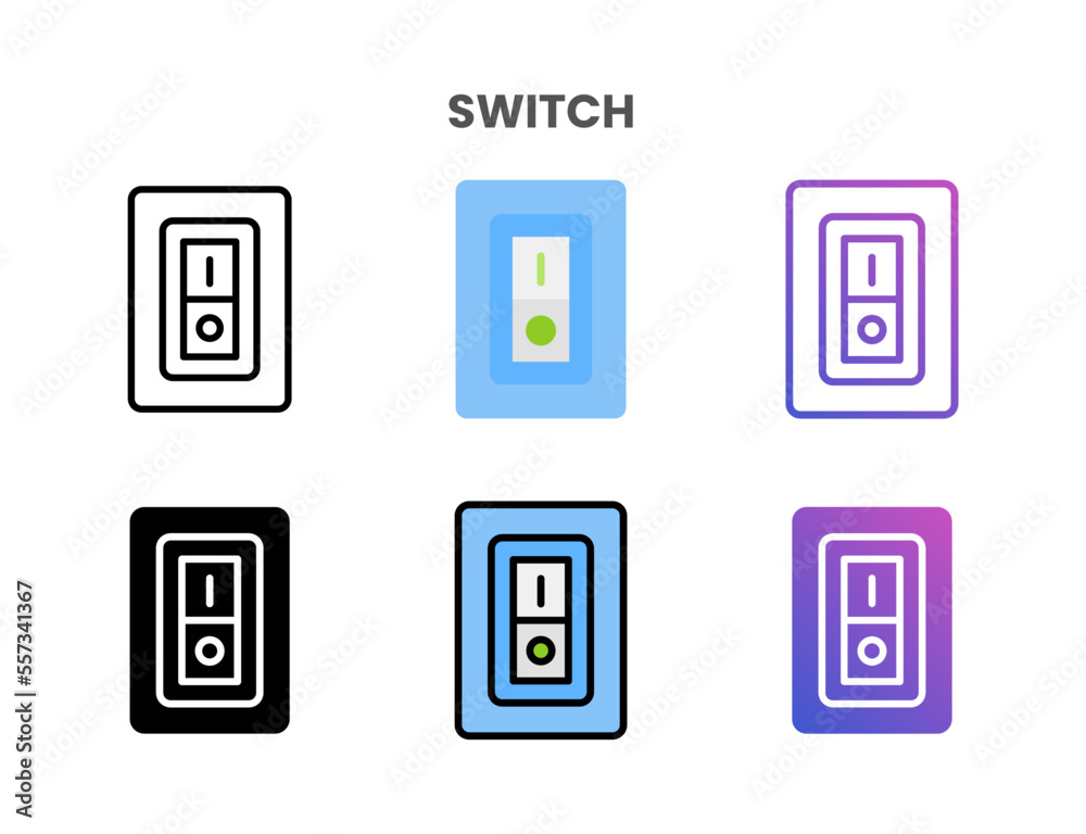 Switch icons vector illustration set line, flat, glyph, outline color gradient. Great for web, app, presentation and more. Editable stroke and pixel perfect. Switch icons vector illustration set line, flat, glyph, outline color gradient. Great for web, app, presentation and more. Editable stroke and pixel perfect.