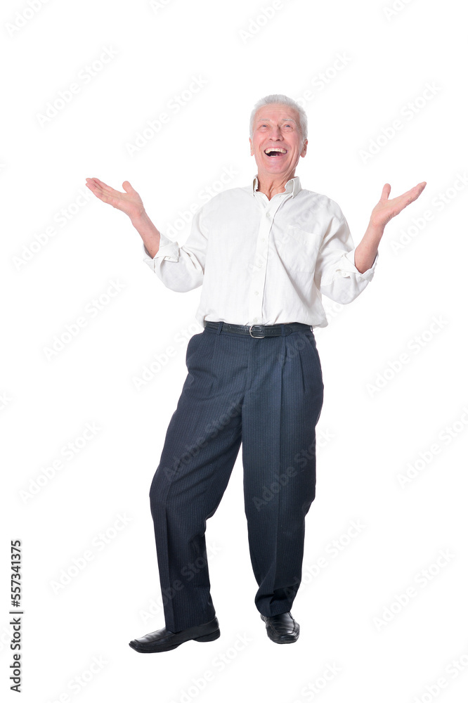 portrait of happy senior man posing isolated portrait of happy senior man posing isolated