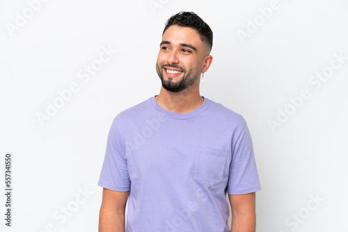 Fényképezés Young Arab handsome man isolated on white background thinking an idea while look