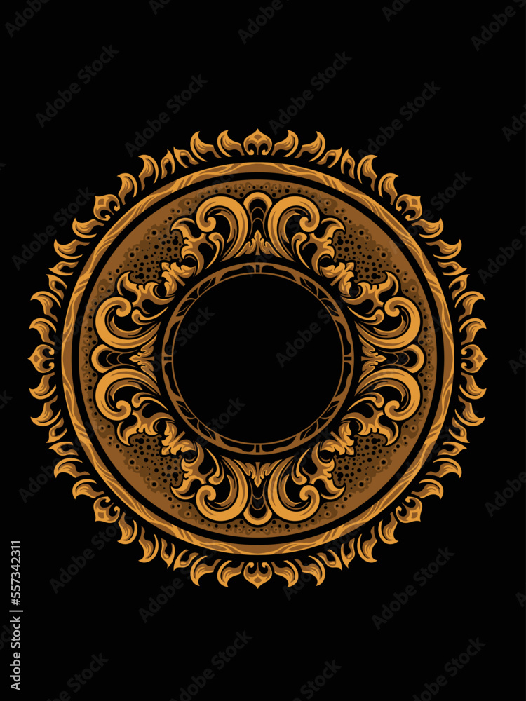 Naklejka premium Vector engraved classic ornament design for elements, editable color