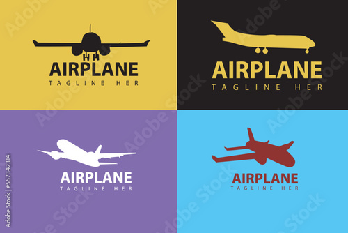 SIMPLE AIRPLANE LOGO VECTOR WITH VARIOUS COLORS BACKGROUND