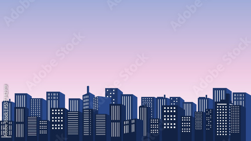 City background with lots of buildings and shopping malls