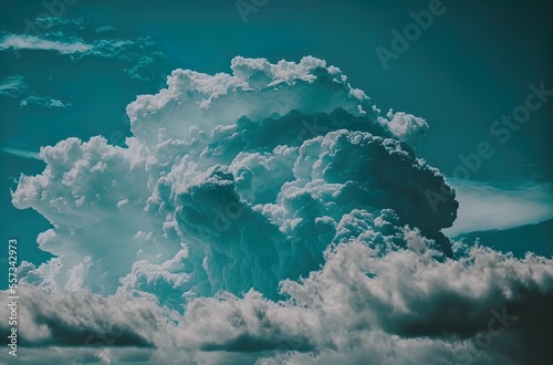 A cloudy blue sky. Art. Illustration. Generative AI. © ART IS AN EXPLOSION.