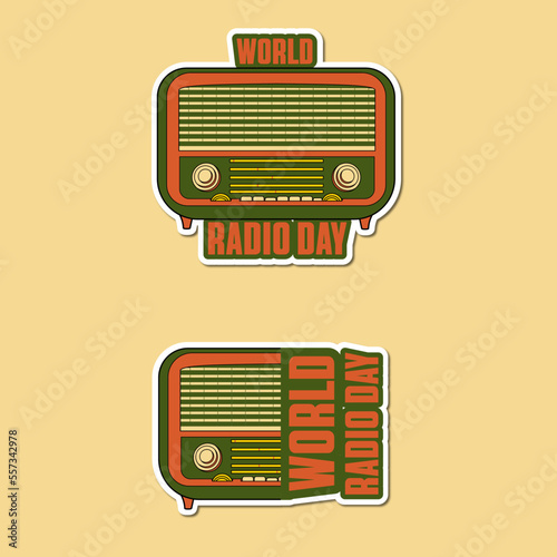 Illustration of world radio day vintage style vector design