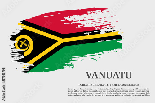 Vanuatu flag grunge brush and poster, vector