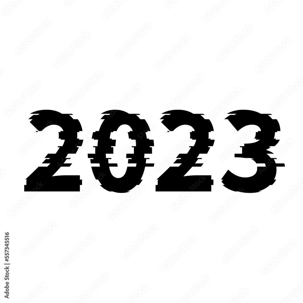 text 2023 with glitc font