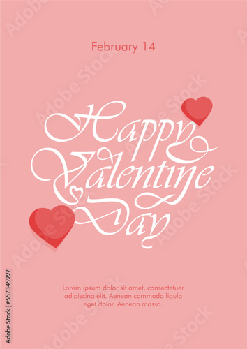 happy valentine day text template with heart love ornament