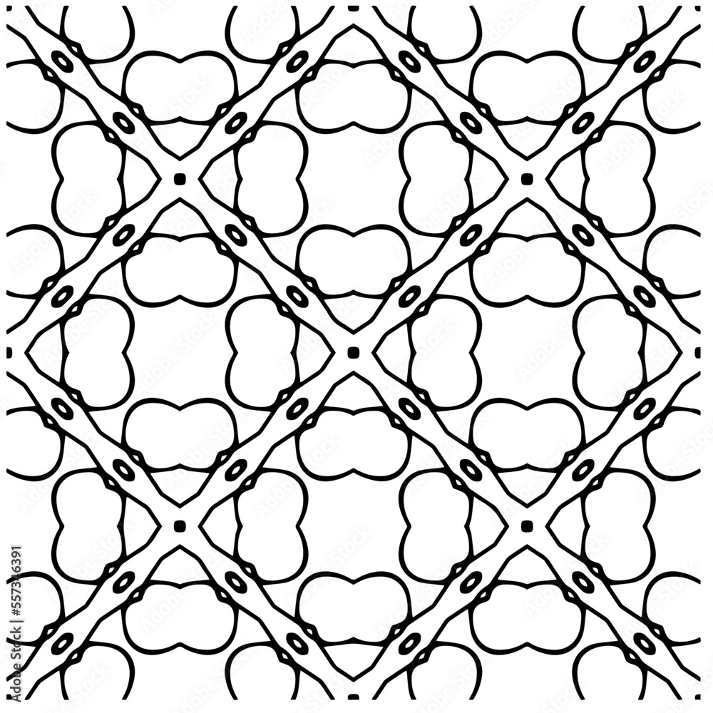 Naklejka premium Vector pattern in geometric ornamental style. Black and white color.Seamless pattern.