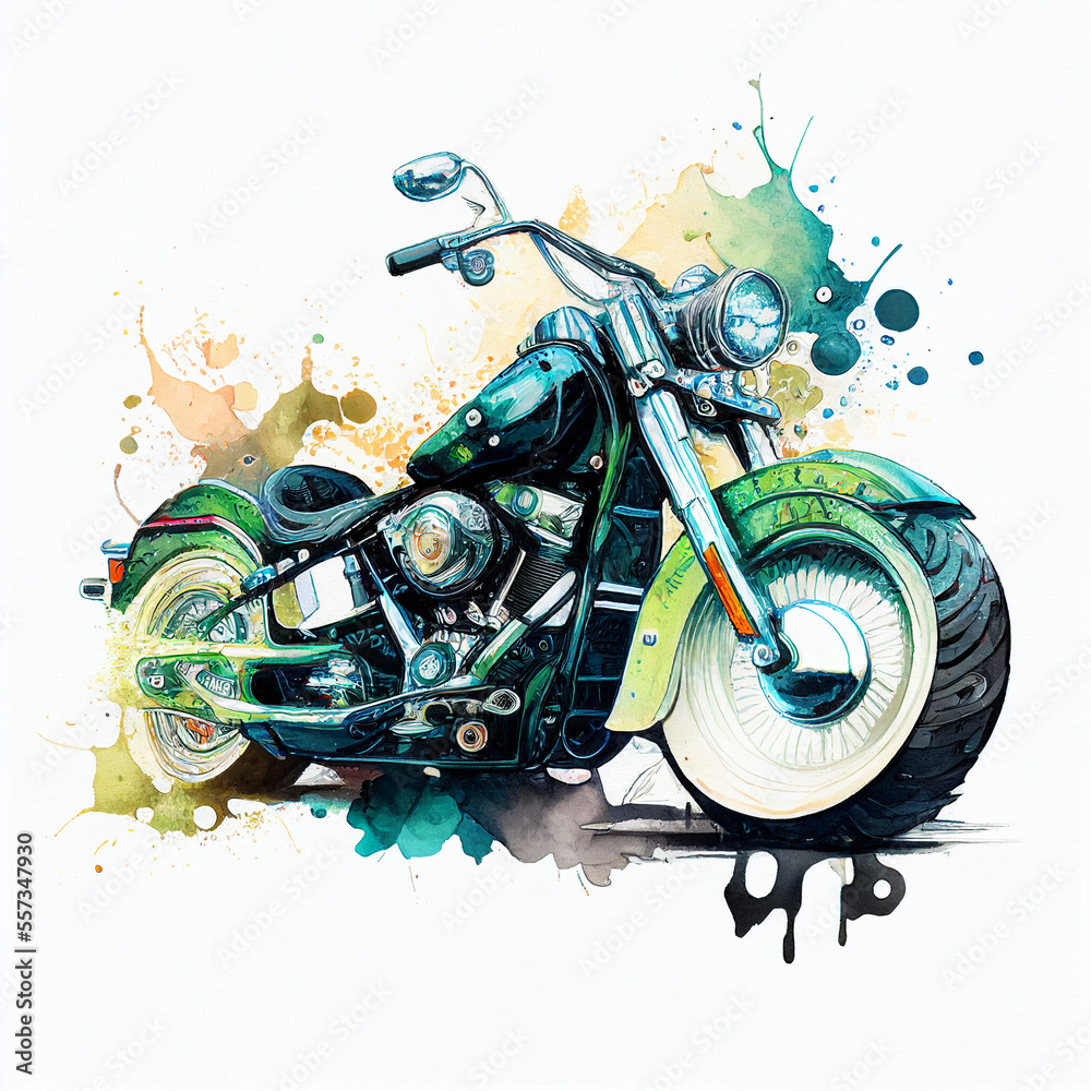 Harley Davidson Fat Boy motorcycle - obrazy, fototapety, plakaty 
