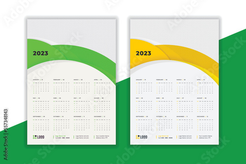 2023 wall Calendar new year vector illustration. The week starts on Monday. Annual calendar 2023 template. Planner 2023 year. English calendar template. corporate Wall calendar in a minimalist style
