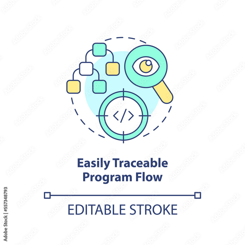 Easily traceable program flow concept icon. Procedural programming ...