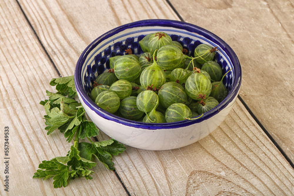 Natural ripe gooseberry heap in the bowl