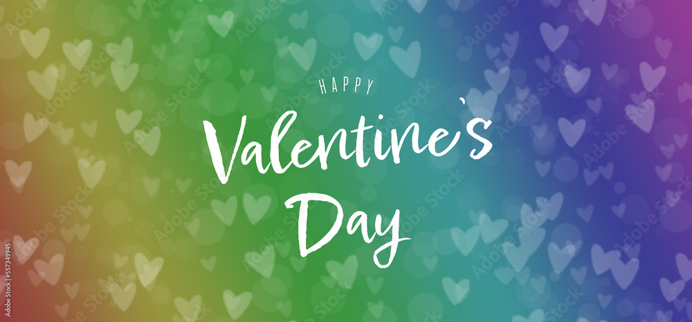 Heart background, paper cut romantic concept, top view. Beautiful cute hearts on rainbow background. Valentines Day greeting card concept, gay, pride