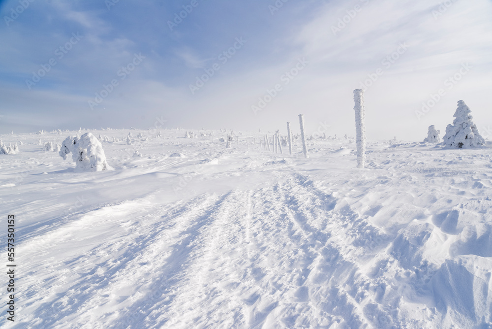 Winter mountain landscape. Karkonosze in winter in Poland. Winter mountain landscape. Karkonosze in winter in Poland.