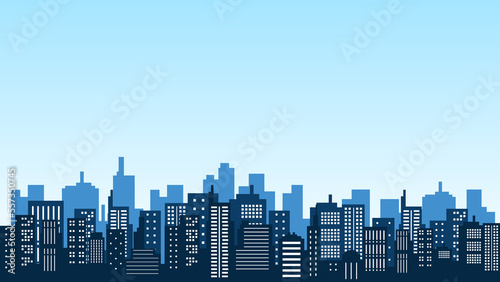 Illustration of silhouettes of tall buildings around the city