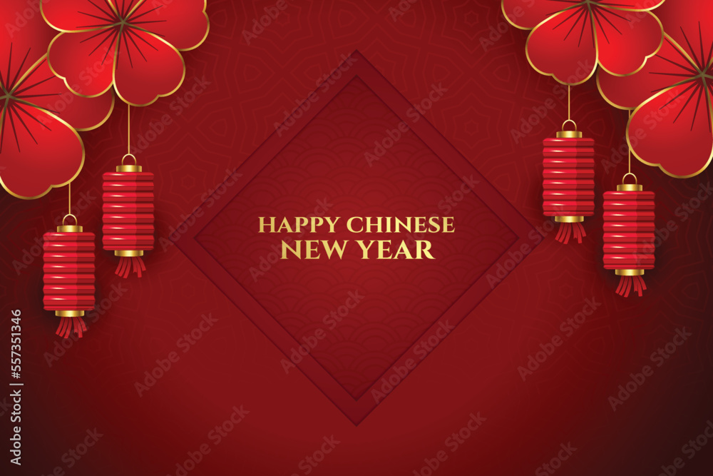 Beautiful chinese new year red greeting background Stock Vector | Adobe ...
