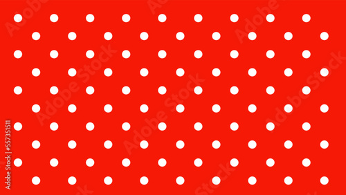 red background with white polka dots