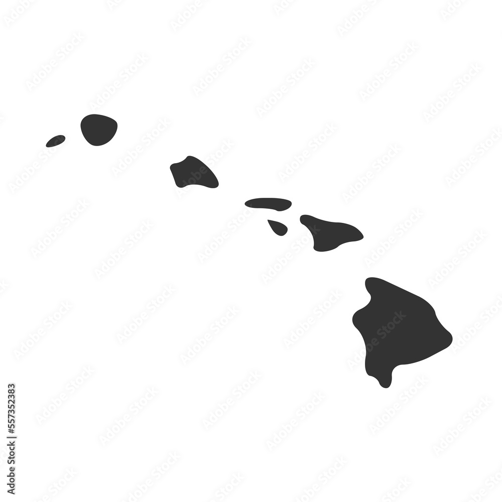 Hawaii state of United States of America, USA. Simplified thick black ...