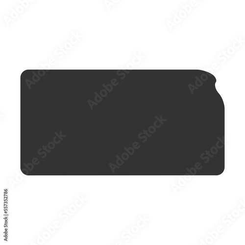 Kansas state of United States of America, USA. Simplified thick black silhouette map with rounded corners. Simple flat vector illustration