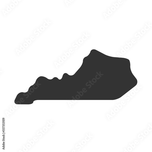 Kentucky state of United States of America, USA. Simplified thick black silhouette map with rounded corners. Simple flat vector illustration