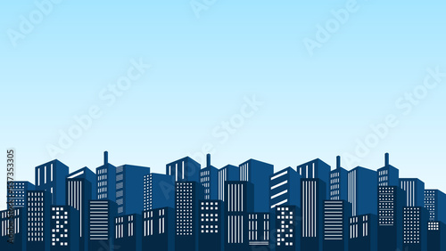 City background in the morning with many tall apartment buildings