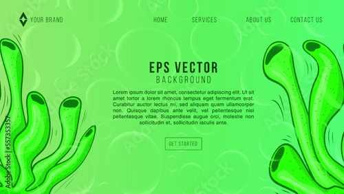 Green coral web page ocean banner design template vector