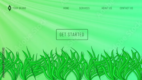 Green coral web page ocean banner design template vector
