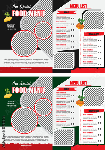 Corporate bifold brochure restaurant food menu vector, EPS file