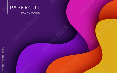 Multi layers colorful wavy texture 3D papercut layers in gradient vector banner. Abstract paper cut art background design for website template. Topography map concept or smooth origami paper cut
