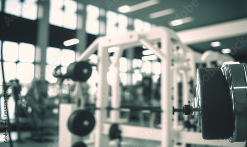 Modern gym. Blurred photo of a Sports equipment in gym