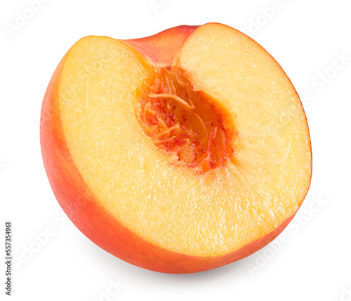 Obraz na plátne half of peach fruit isolated on white background. clipping path