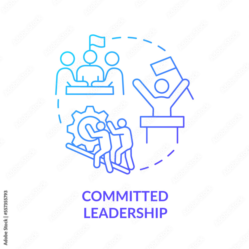 Committed leadership blue gradient concept icon. Leader skills ...