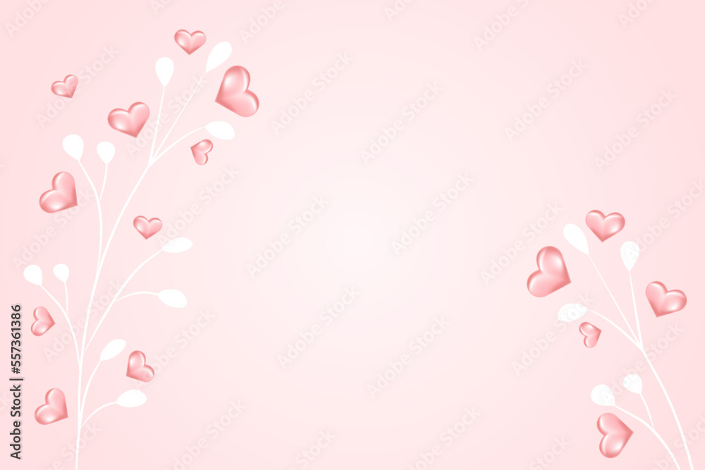 Background for holidays, Valentine's day, wedding, birthday. Three-dimensional hearts on a pink background.Vector illustration.