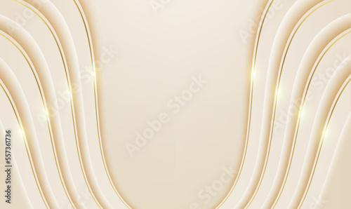 Abstract. Geometric shape cream and gold background. luxury background. Vector.