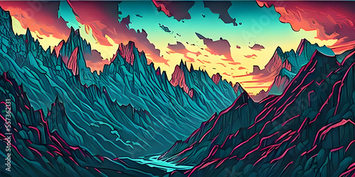 digital art of mountains