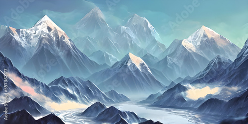 digital art of himalayan mountains