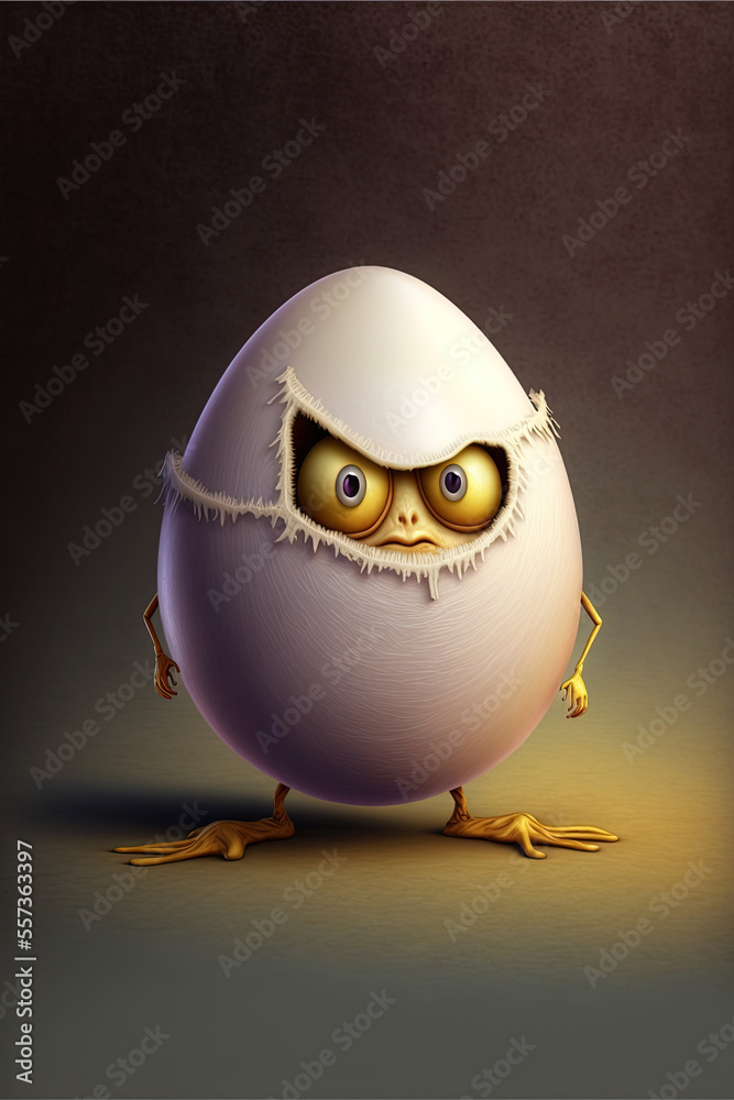 Fototapeta premium Lustiges Ei mit Gesicht, Beinen und Armen, Generative AI
