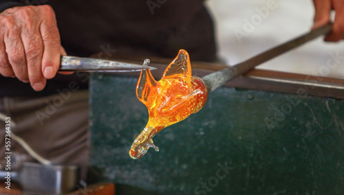 Manufacturing process and modeling of a glass figure, Murano, Venice, Italy
