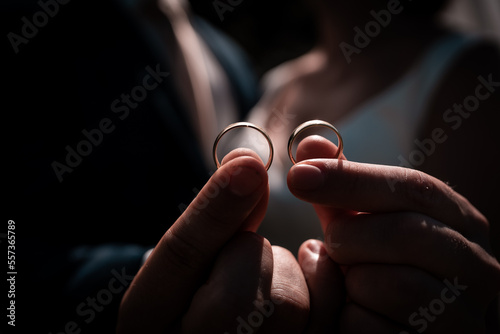 Wedding day,a pair of simple golden wedding rings, love