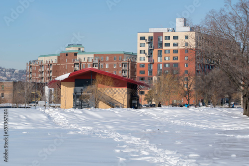 MONTREAL, Verdun district of Montreal in winter. Parc Arthur-Therrien In Montreal Verdun. Winter in Montreal © TMC