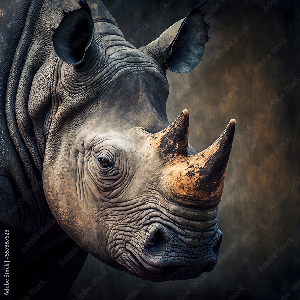 Indian rhino beautiful animal closeup portrait rare endangered species ...