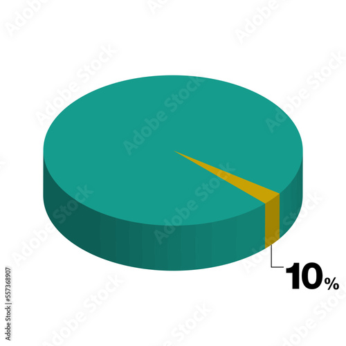 10 percent pie char isometric view 3d  90 percent vector illustration eps