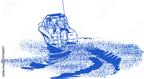 vector illustration of the fishing boat in the sea