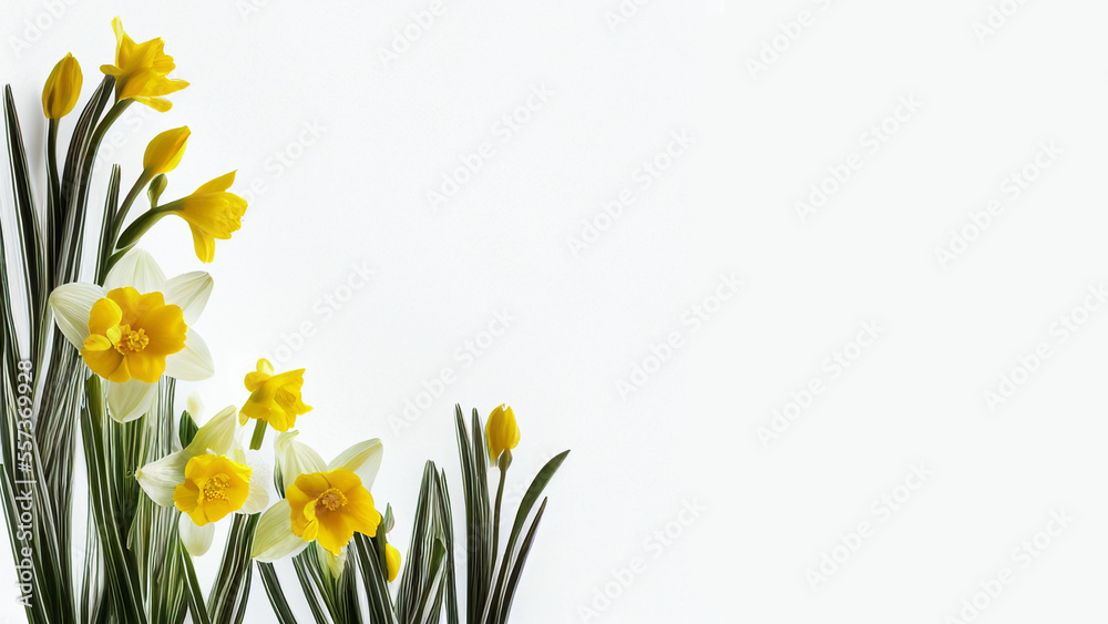 Obraz premium Beautiful spring flowers, daffodils, background/wallpaper/invitations/cards, generative ai, digital art