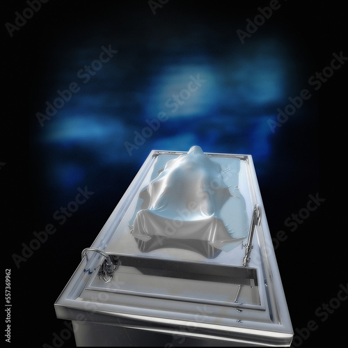 Human body in a mortuary, illustration